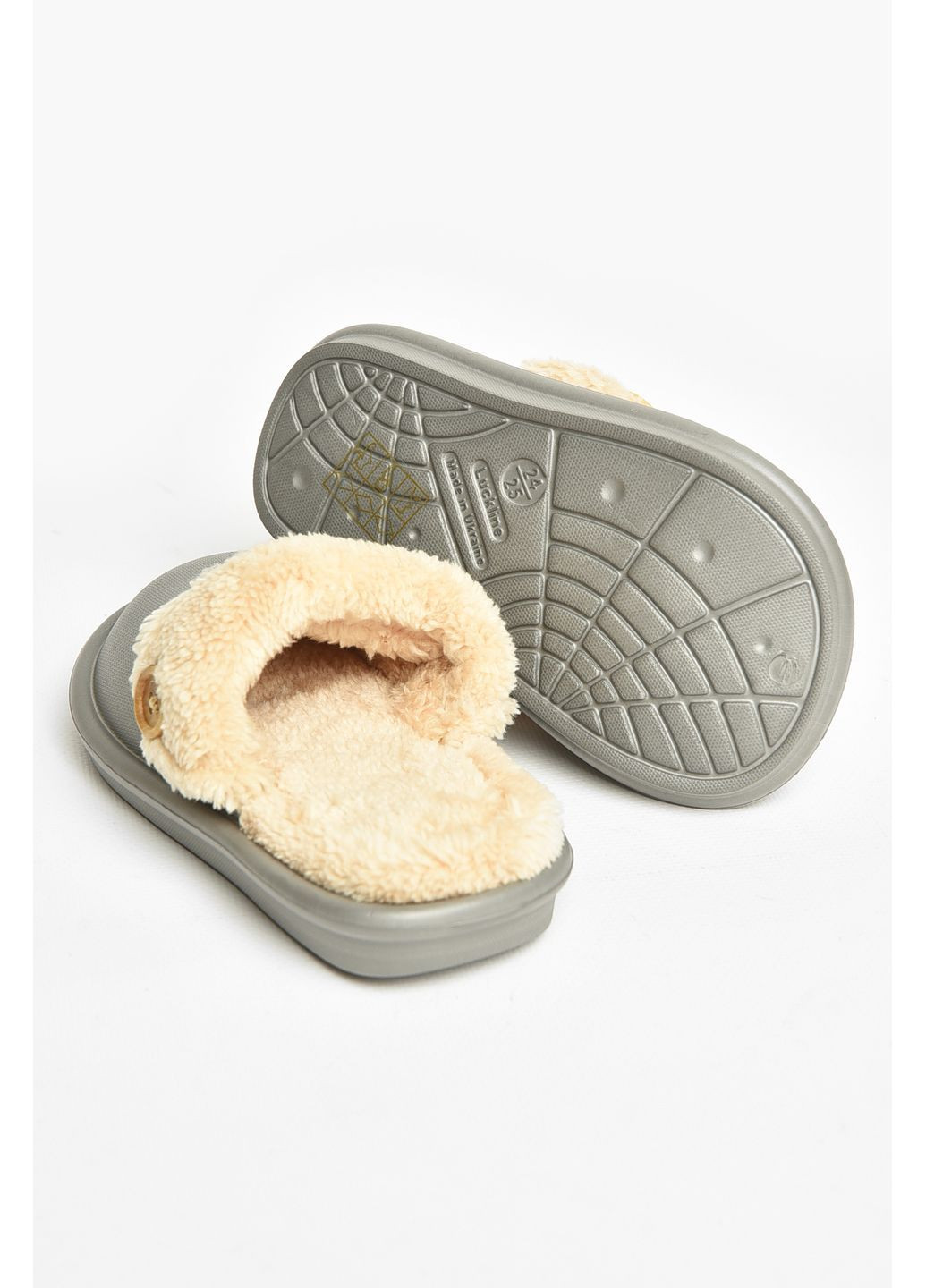 Капці дитячі сірого кольору на хутрі Let's Shop (370590331)