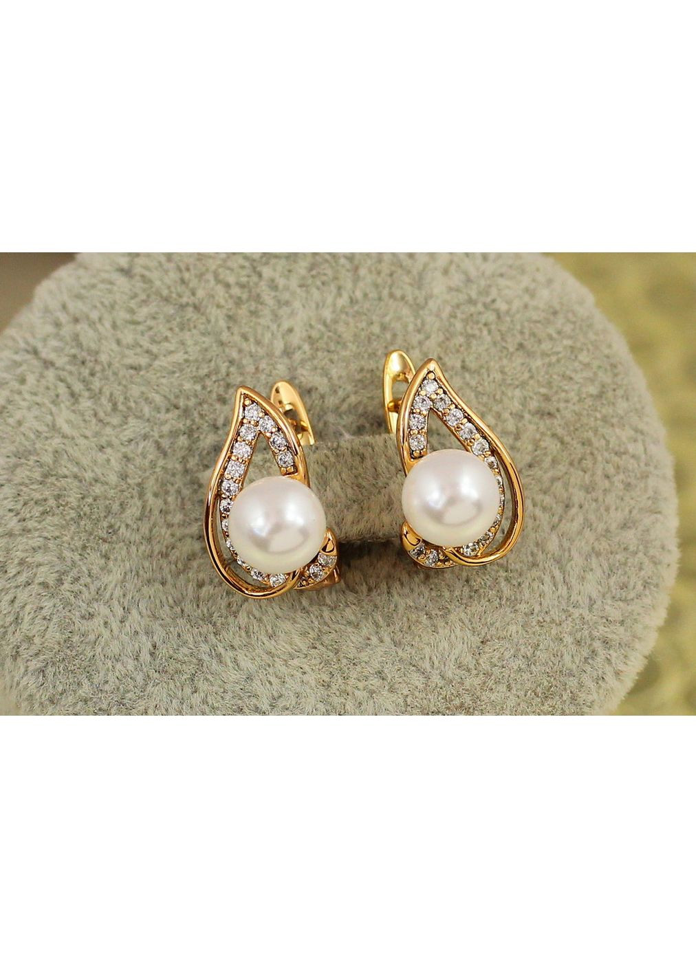 Серьги изгиб с жемчужиной 1,6 см золотистые love-shopping Xuping Jewelry (354657822)