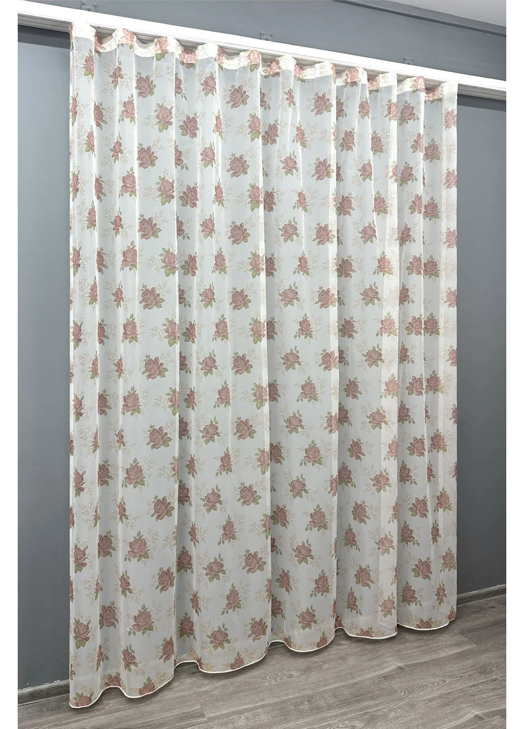 Тюль 1808т Шифон с принтом Белый с пудровым 300х270 см (40-643) VR-Textil (360479579)