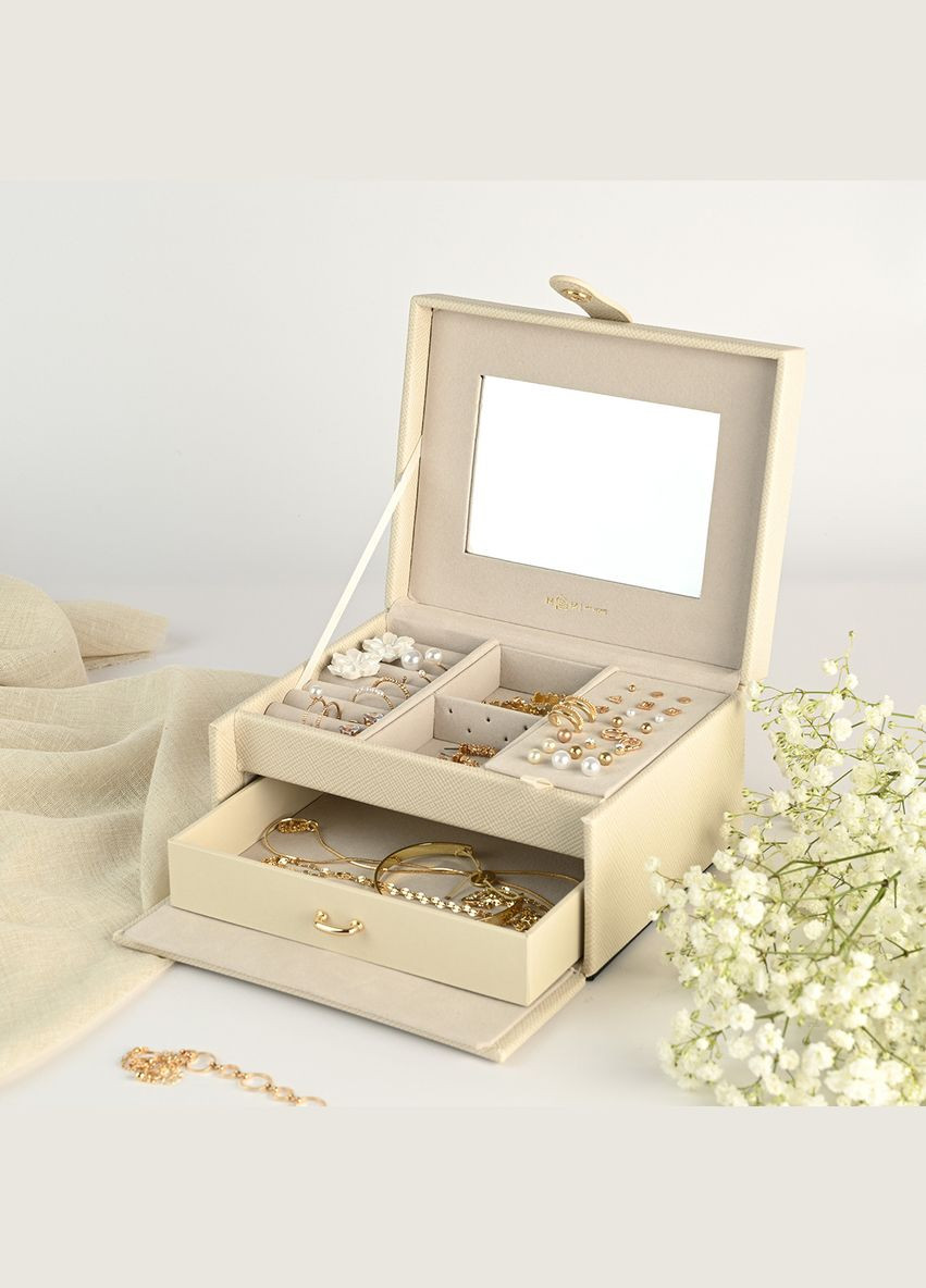 Органайзер для прикрас MY HOME "ПЕКТОРАЛЬ" Дворівневий 18х14.5х9.5 см Бежевий (FH-50 BEIGE) МВМ (363256471)