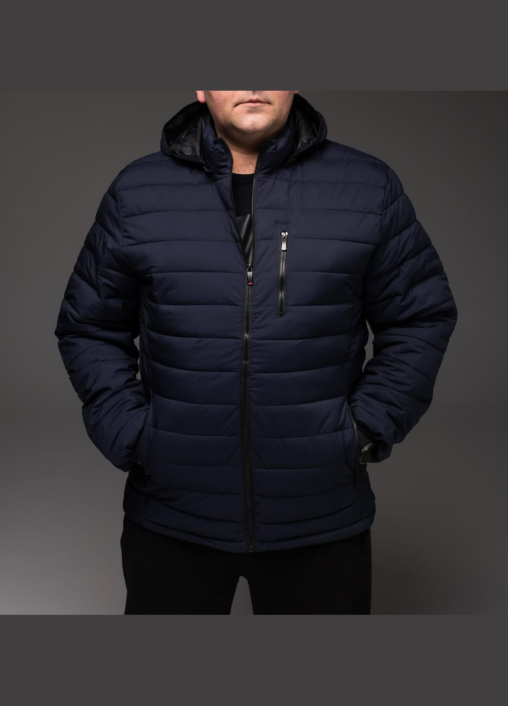 Темно-синяя демисезонная куртка стебана с капюшоном большие размеры весна/осень No Brand