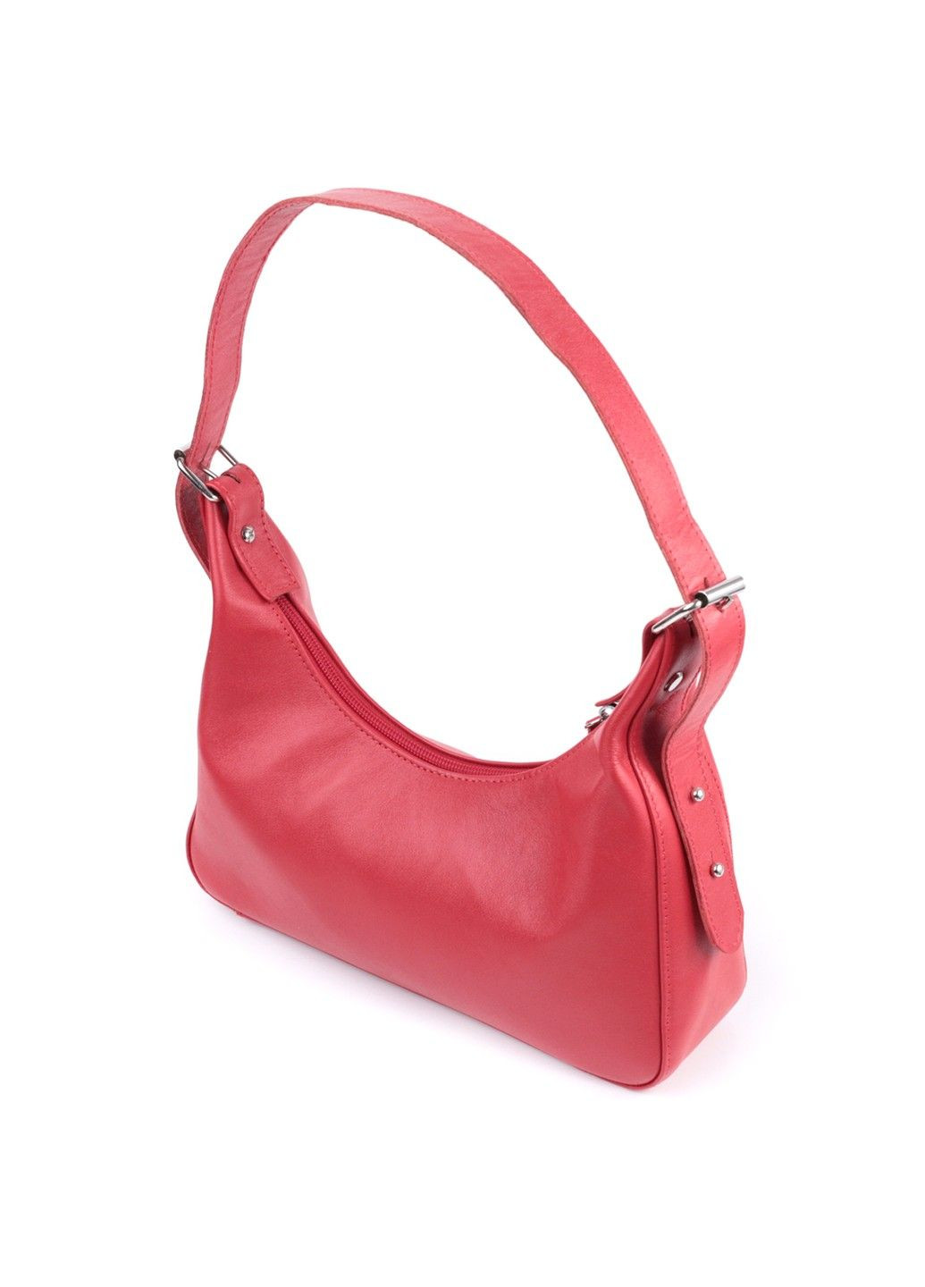 Яркая сумка багет с регулируемым ремнем из гладкой натуральной кожи 22832 Красная Shvigel (307053974)