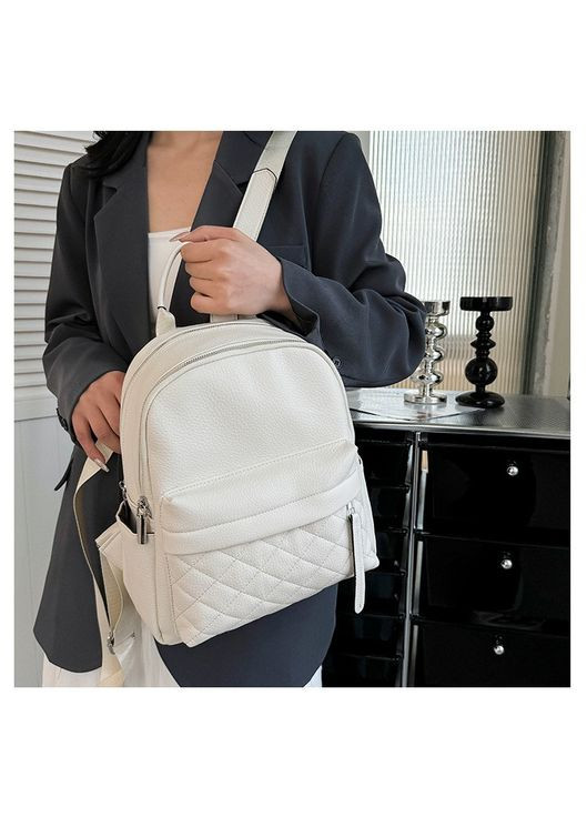 Женский городской рюкзак. Модный женский рюкзак. Рюкзак из натуральной кожи белый 23479 Tiding Bag (341309433)