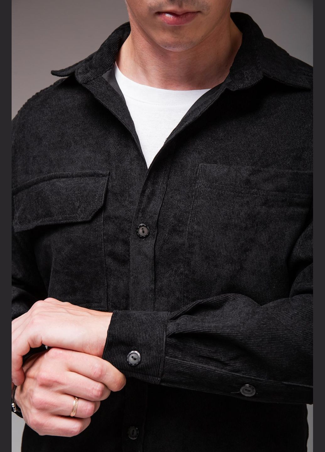 Черная повседневный рубашка однотонная No Brand