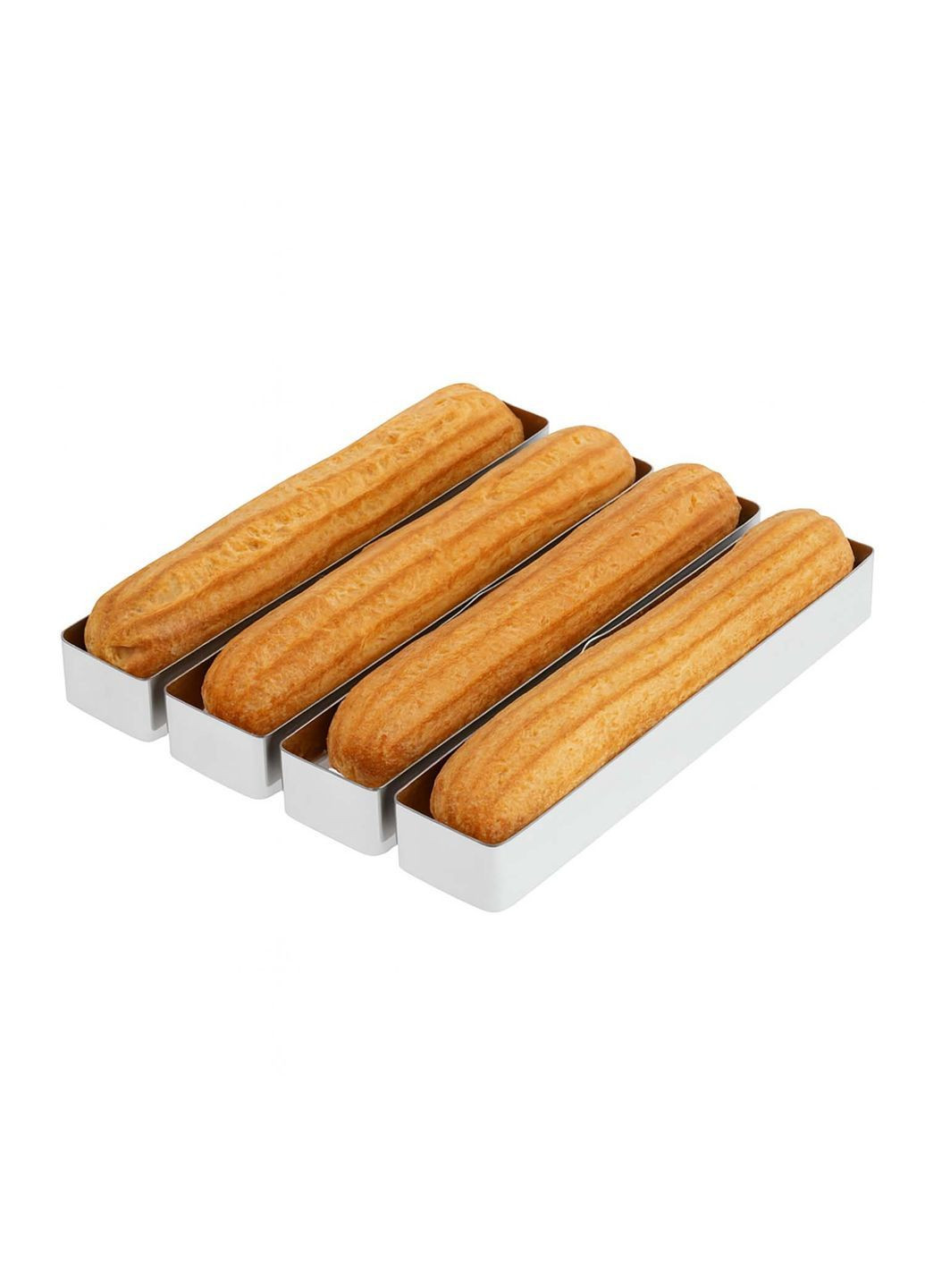 Металлические прямоугольные формочки порционные для эклеров пирожных и тарталеток 20х4х2.5 см (набор из 4 шт.) Master Class (362357544)