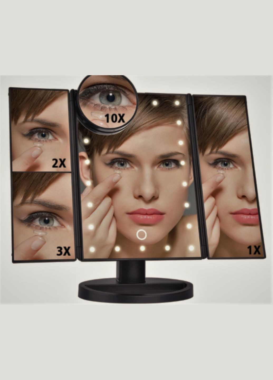 Дзеркало для макіяжу з LED-підсвічуванням ( Mirror to your beauty) No Brand чорний (293153898)