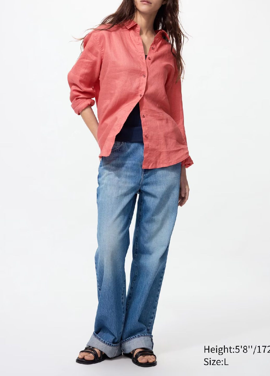 Оранжевая рубашка однотонная Uniqlo