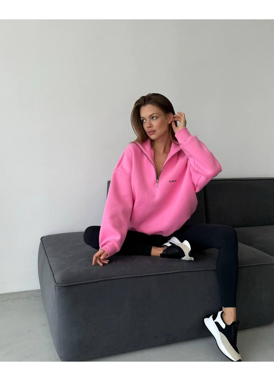 Худи женский оверсайз тепла с высоким горлом на змейке на осень JUGO STYLE H 348 (361146552)