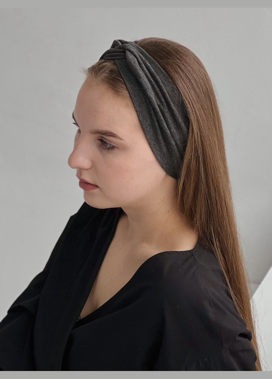 Повязка чалма женская на голову универсальная темно-серого цвета D.Hats (285710720)