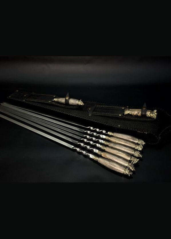 Набор шампуров Люкс Звери с ножом и вилкой в закрытом колчане 8 предметов 47330160 NB Art (346152138)