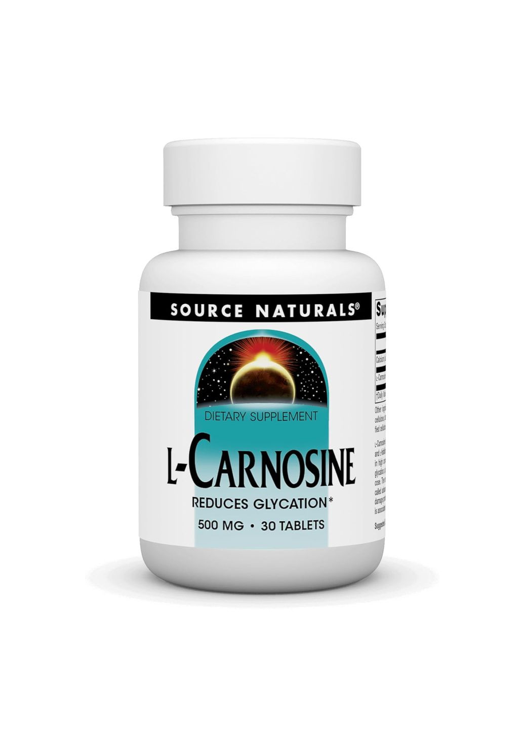 L-Carnosine 500 mg 30 табл пищевая добавка для поддержки пищеварения антиоксидант для вегетарианцев Source Naturals (368978175)