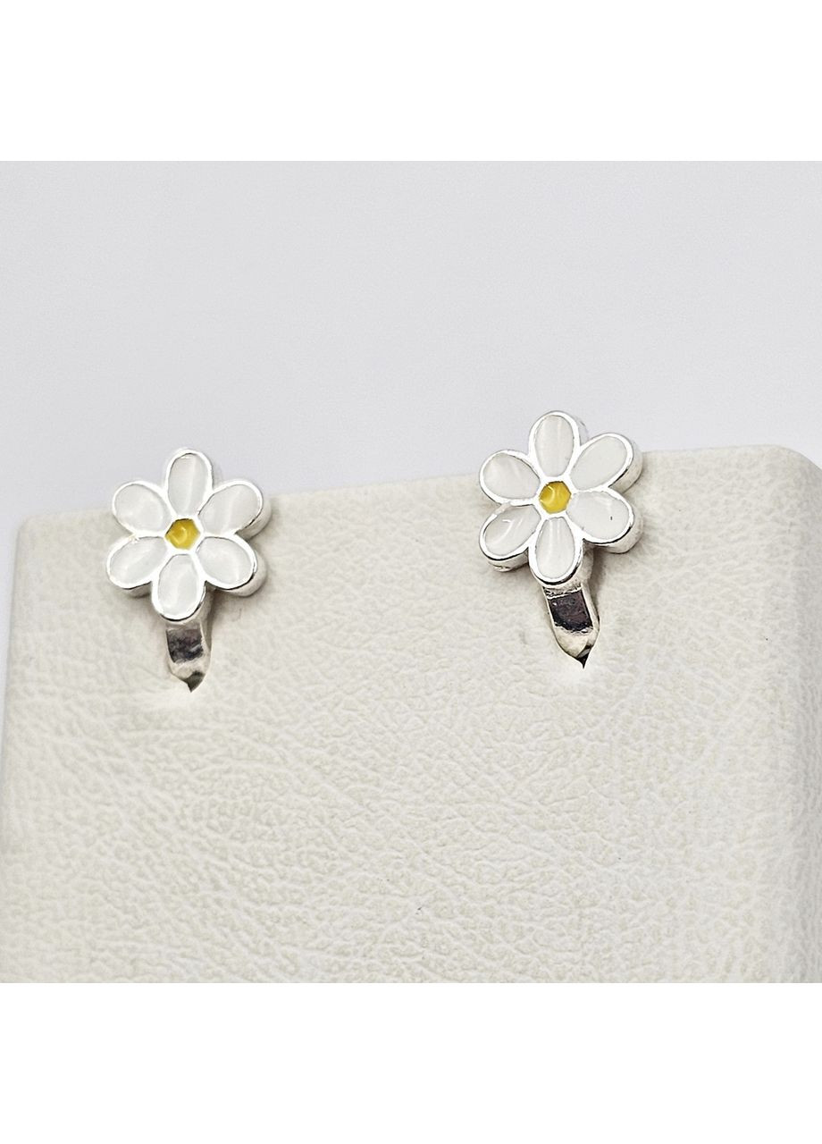 Серьги серебряные с ювелирной белой эмалью 1,6 г No Brand (369737604)