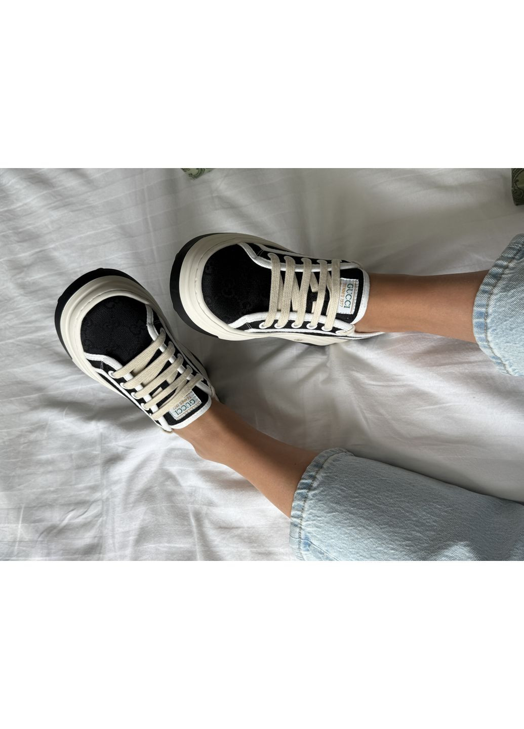 Кросівки жіночі Gucci GG Canvas | Гуччі Канвас чорно-білі No Brand чорно-білі демісезони (366343495)