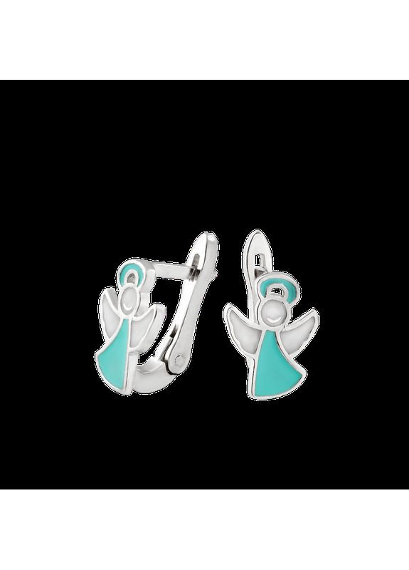 Серебряные детские серьги Ангелочки с цветной эмалью No Brand (333705470)