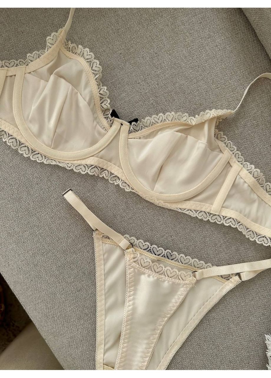 Білий балконет комплект жіночої білизни | ніжний мереживний, біле спокушання Vital-Textile з кісточками поліестер, спандекс