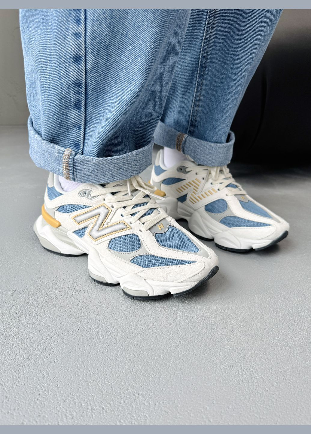 Бежевые демисезонные кроссовки мужские и женские new balance 9060 beige blue | нью беланс 9060 бежевые No Brand