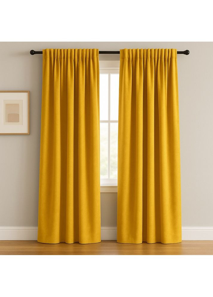 Комплект штор 2 шт 150х260 см, Canvas штори, гардини, портьєри на шторній тасьмі жовтий IDEIA (369165193)