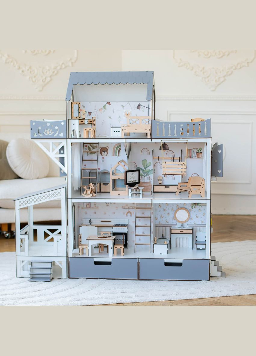 Кукольный домик для Барби "ЛЮКС тераса+балкон ЕКО" (kdb005_1eco) NestWood (303632967)