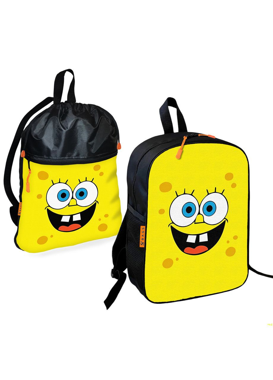 Шкільний рюкзак дитячий Губка Боб + Сумка для взуття спортивної форми рюкзак-мішок для хлопчика (1901) No Brand (328200544)