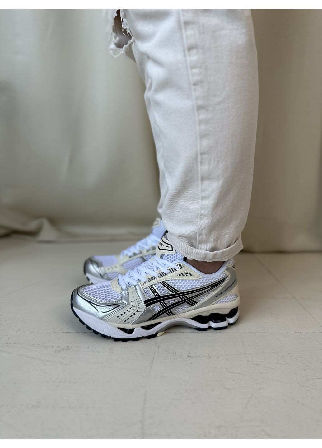 КРОССОВКИ ЖЕНСКИЕ ASICS GEL-KAYANO 14 WHITE MIDNIGHT АСИКС ГЕЛЬ КАЯНО 14 No Brand белые демисезоны (367171607)