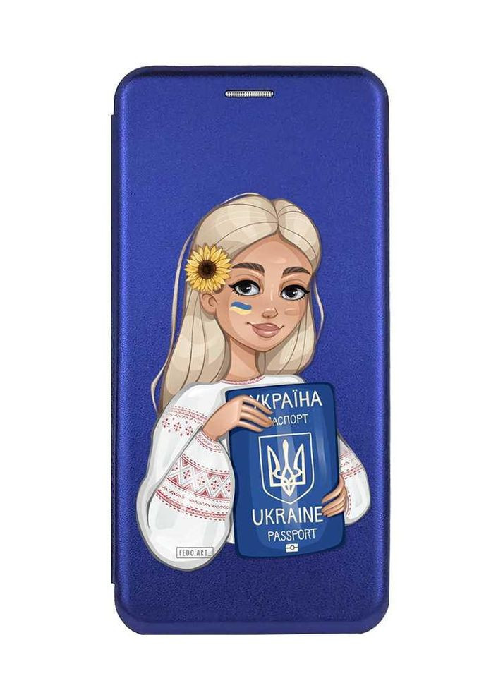 Чехол-книга синий с рисунком на Xiaomi Redmi 14C / Poco C75 Девушка с паспортом (принт 13) Creative (355402493)