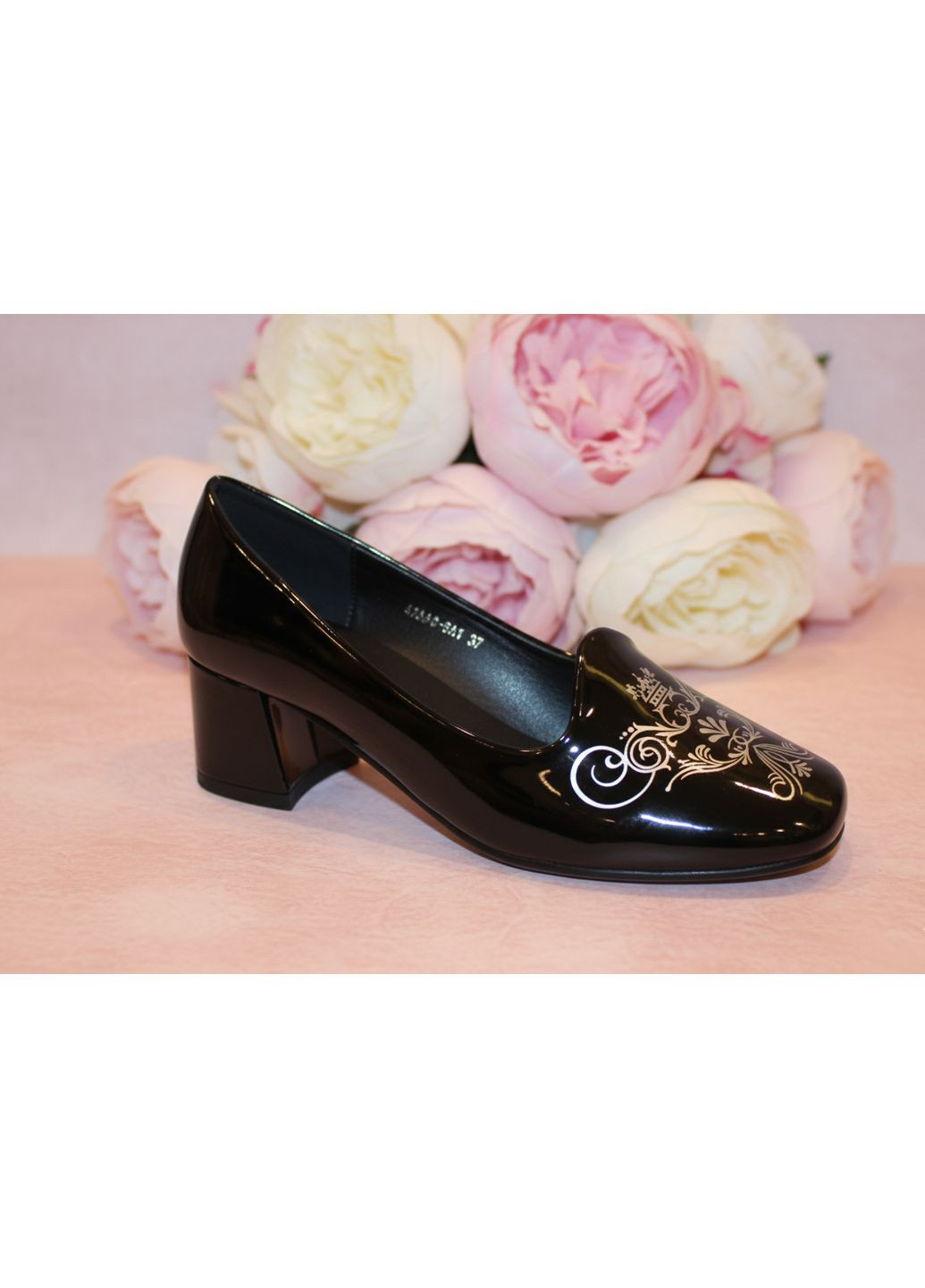 No Brand Туфли женские черные на каблуке лодочки черный з искусственная кожа, — демисезон (368556856)