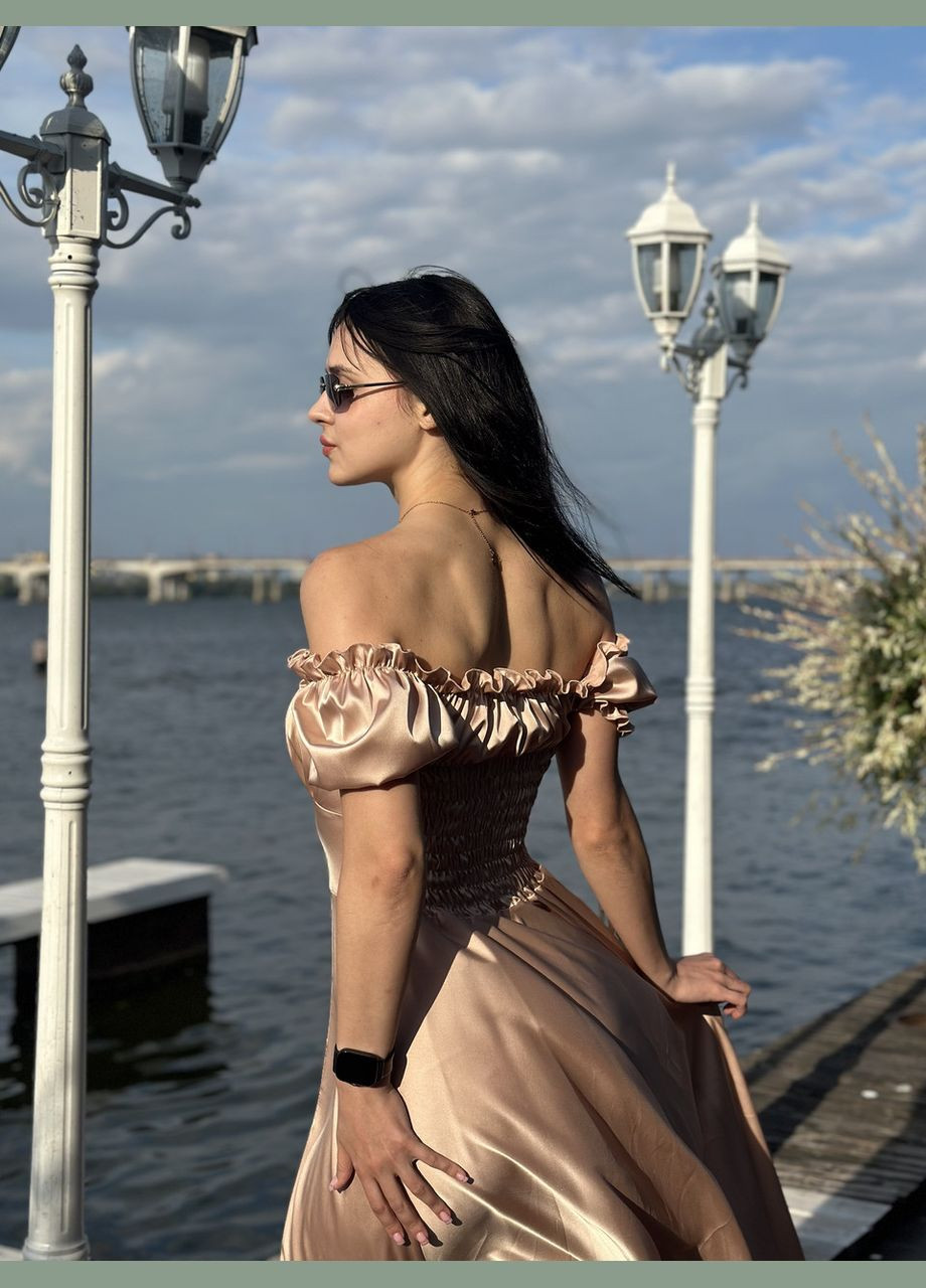 Пудровое женское платье миди из шелка армани пудровый Maybel