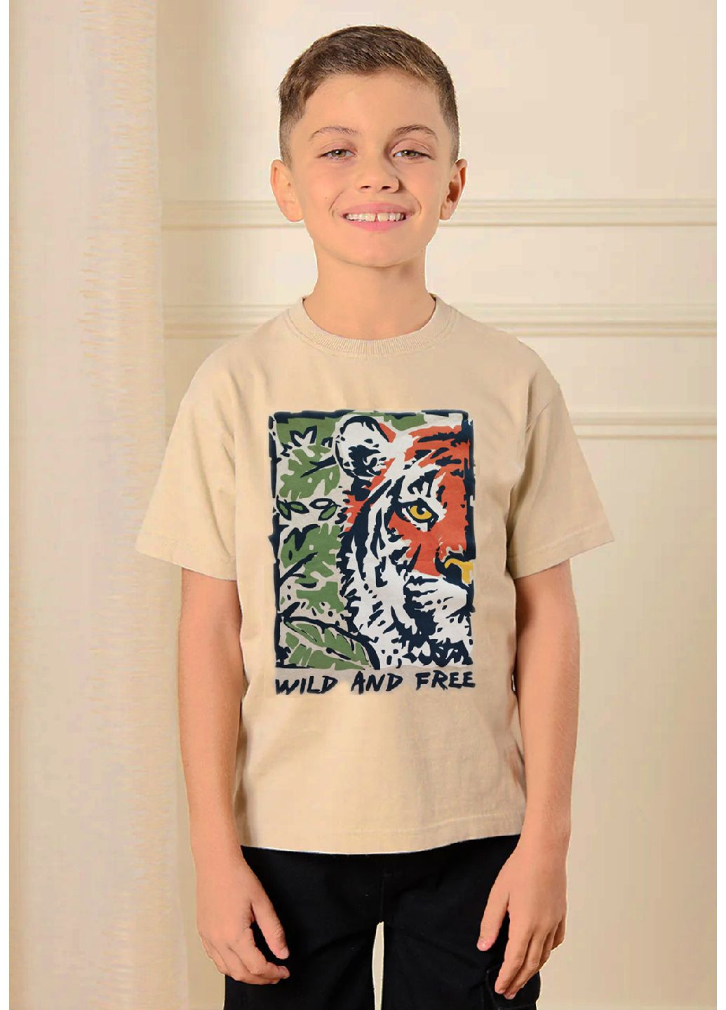 Бежевая демисезонная хлопковая футболка Pepco