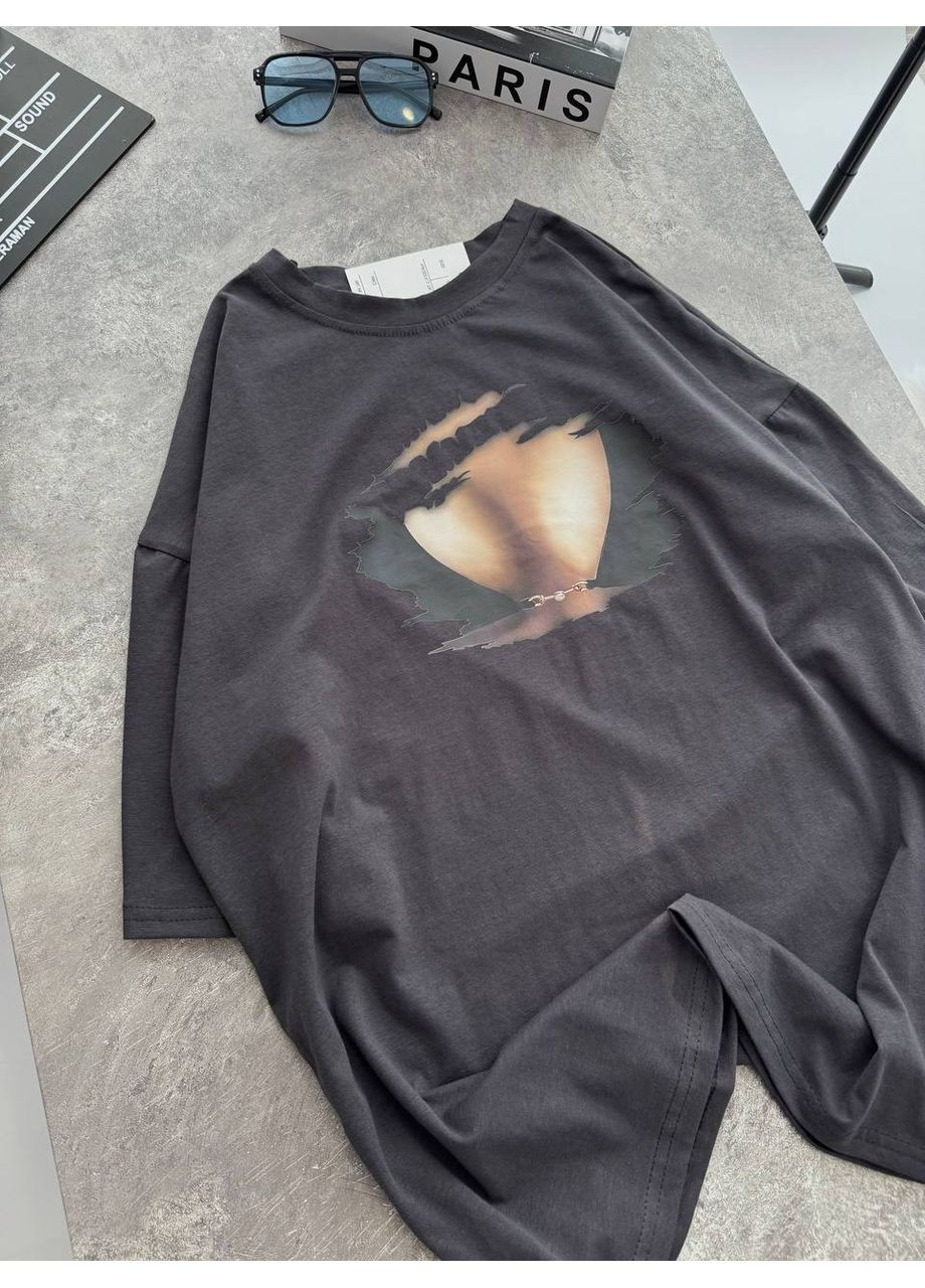 Жіноча футболка оверсайз з принтом MonCher - (349453491)