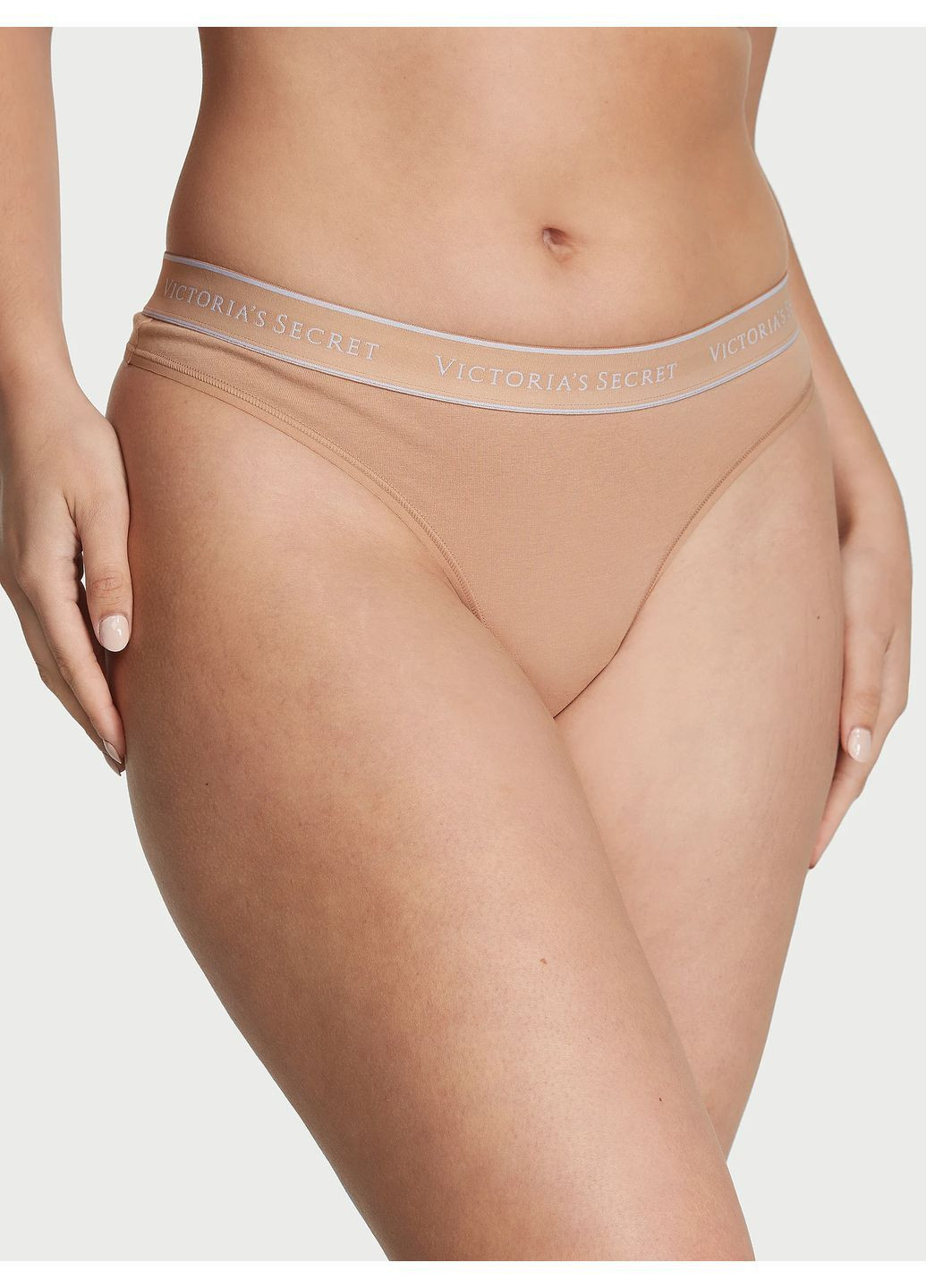 Комплект з 5 трусиків-стрінгів Victoria's Secret 5-Pack Logo Cotton Thong Panties (371644280)