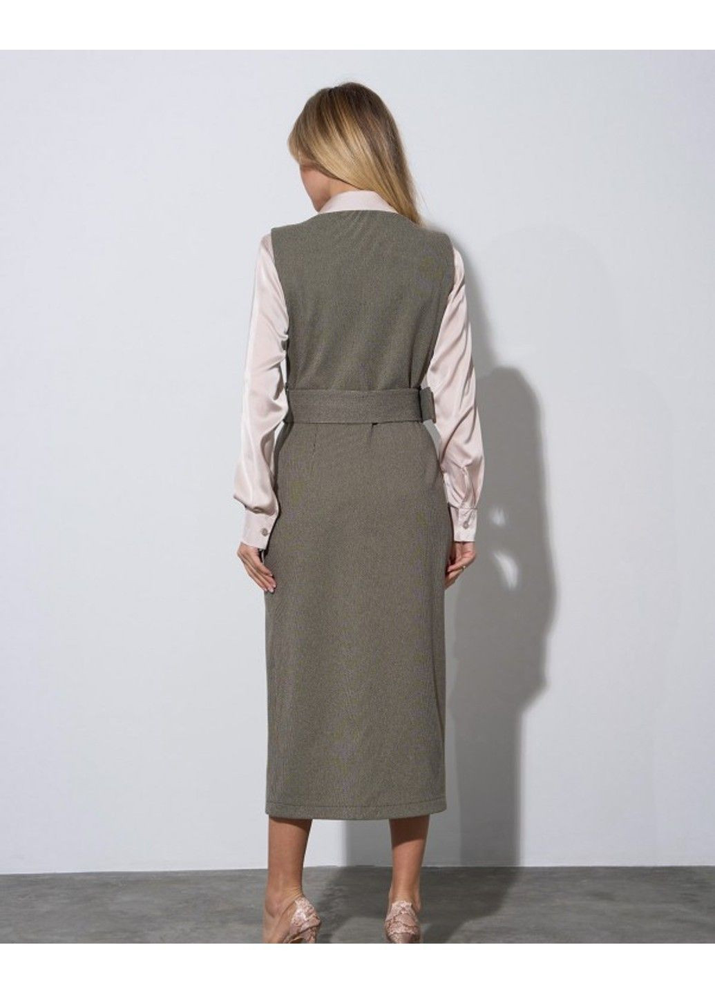 Оливковое (хаки) деловое платья 14975 хаки ISSA PLUS