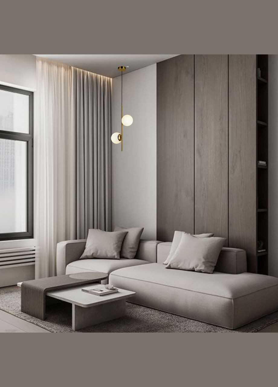 Підвісний світильник на 2 лампи з 13см плафонами (52-1015-2 BRZ+WH) No Brand (370071323)