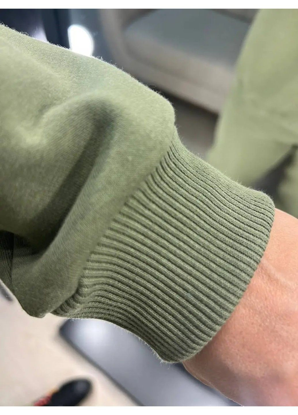 Хакі світшот жіночий 24-14 базовий простий подовжений оверсайз PEPPER MINT однотонний (304062638)