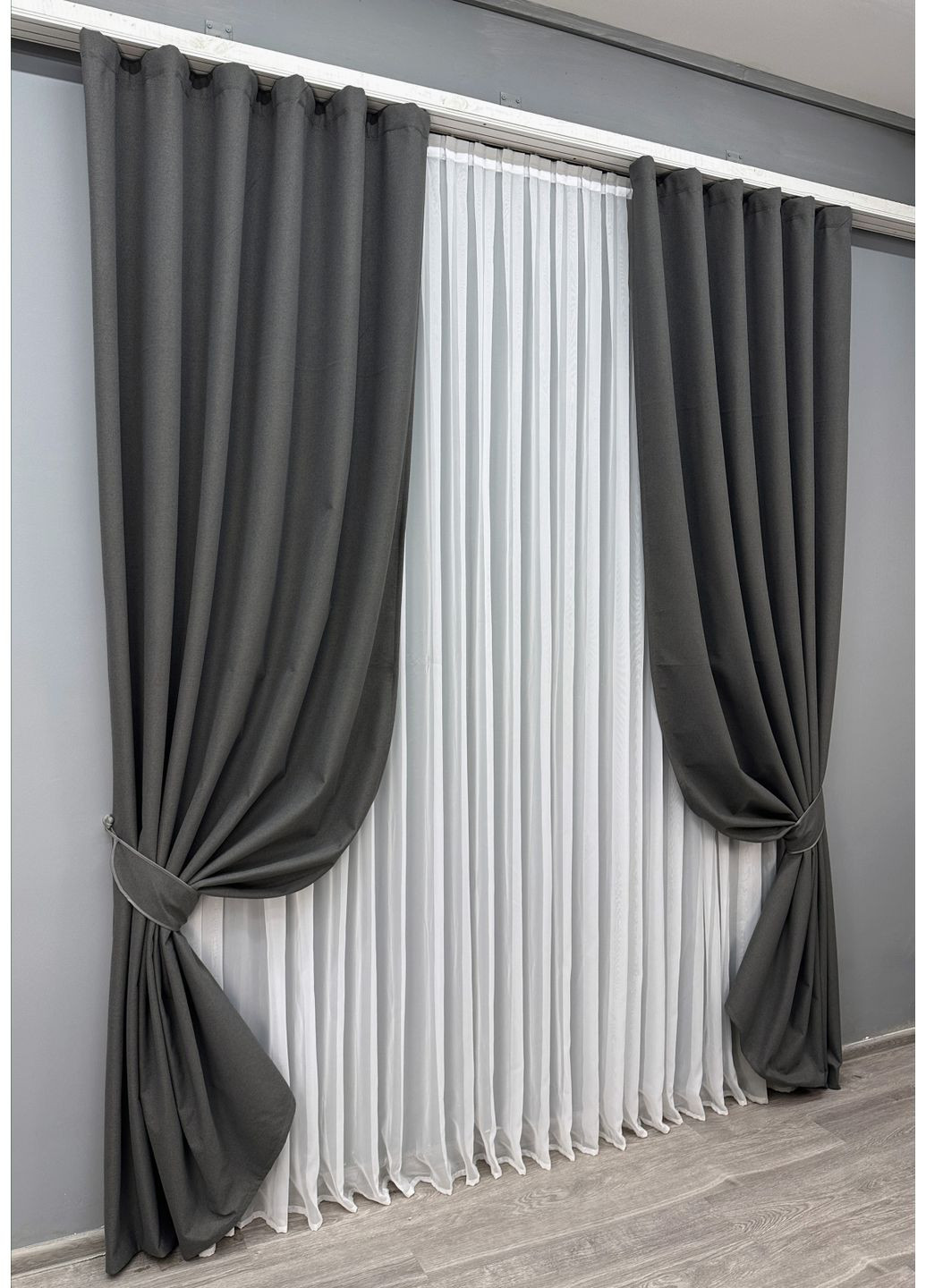 Комплект готовых штор Лен блэкаут № 1594ш 150х270 см 2 шт (33-0552) VR-Textil (317365610)