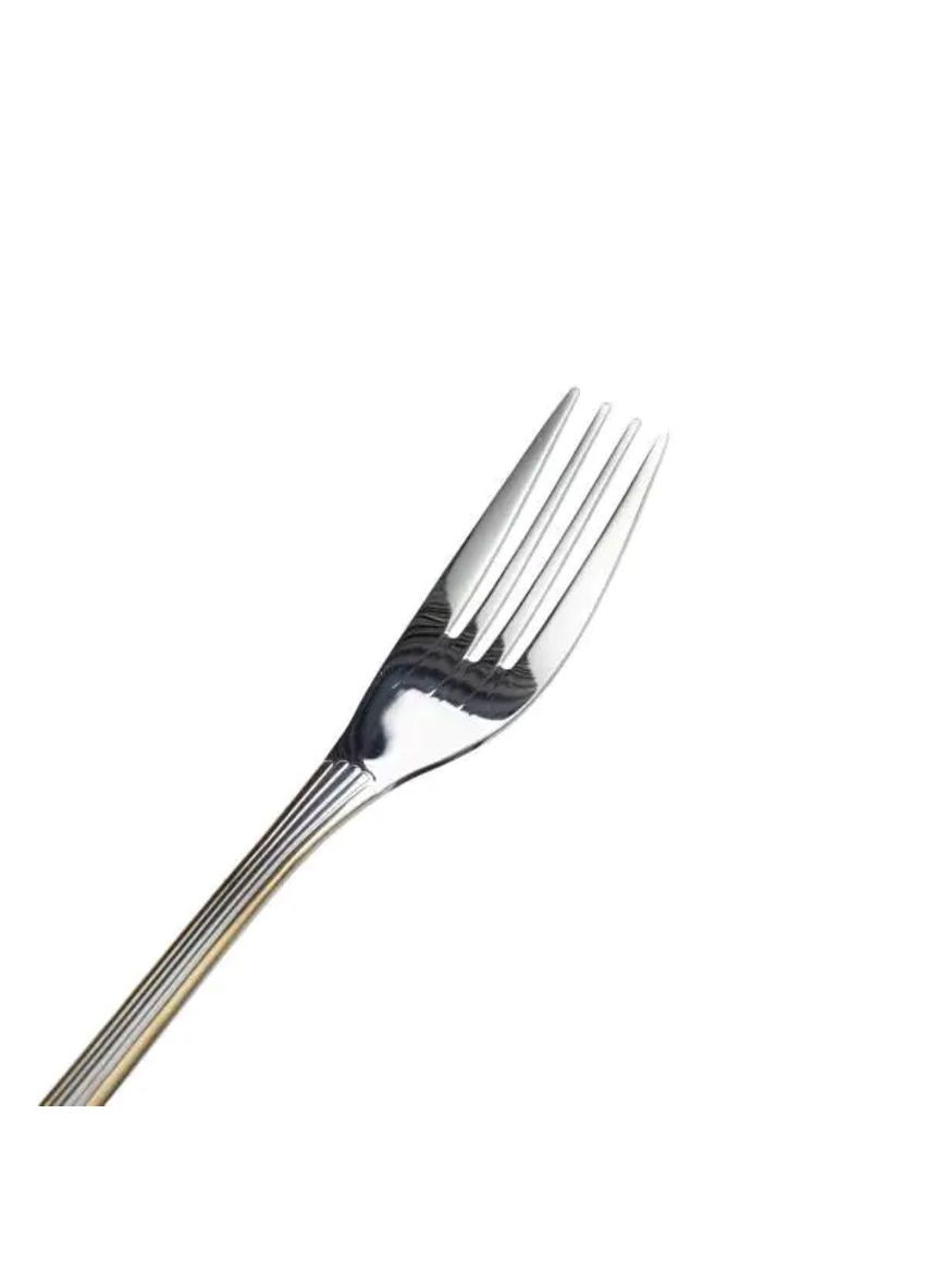 Набор столовых вилок 6 штук вилки кухонные из нержавеющей стали 20.5 см Серебро с золотой обводкой Yiwu (331784582)