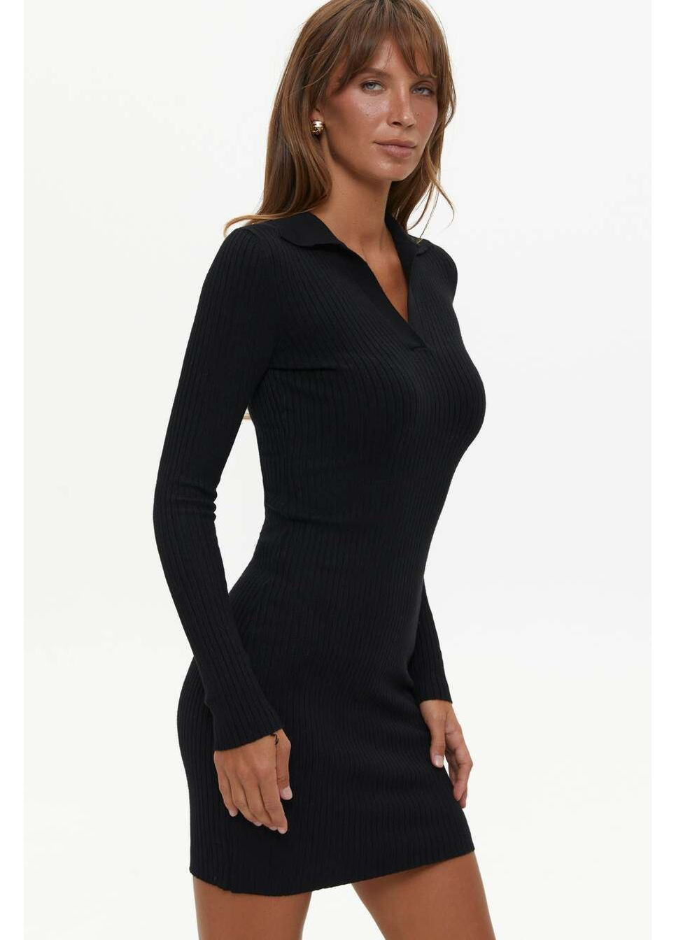 Черное платье поло длины мини, black Solmar