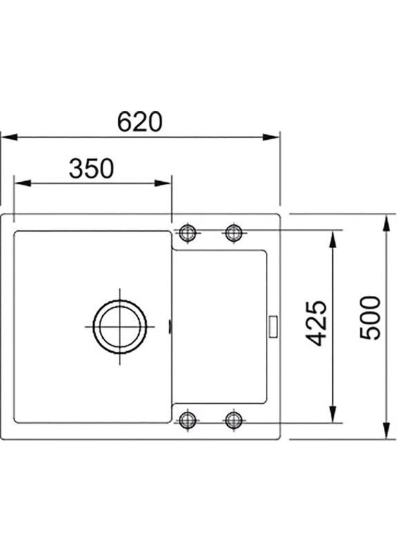 Мийка кухонная Maris, фраграніт, прямокутник, з крилом, 620х500х200мм, чаша - 1, врізна, MRG 611-62, сірий камінь FRANKE (360395123)