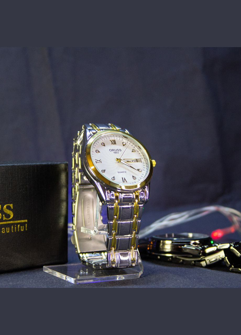 Наручные часы Oruss серебряно-золотой цвет ремешка и белый циферблат (100127) No Brand (339625172)