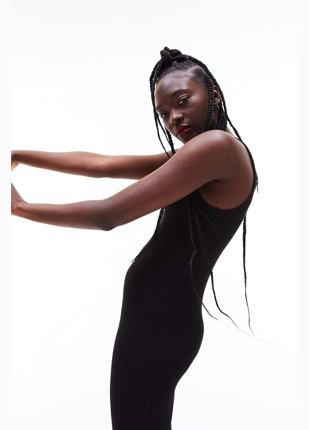 Чорна кежуал сукня у рубчик H&M однотонна