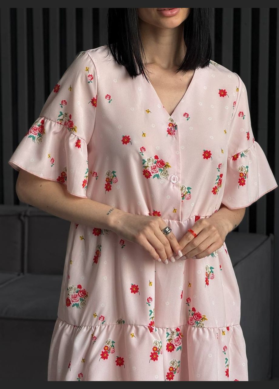 Пудрова повсякденний жіноча сукня міді вільного крою Avanti з квітковим принтом