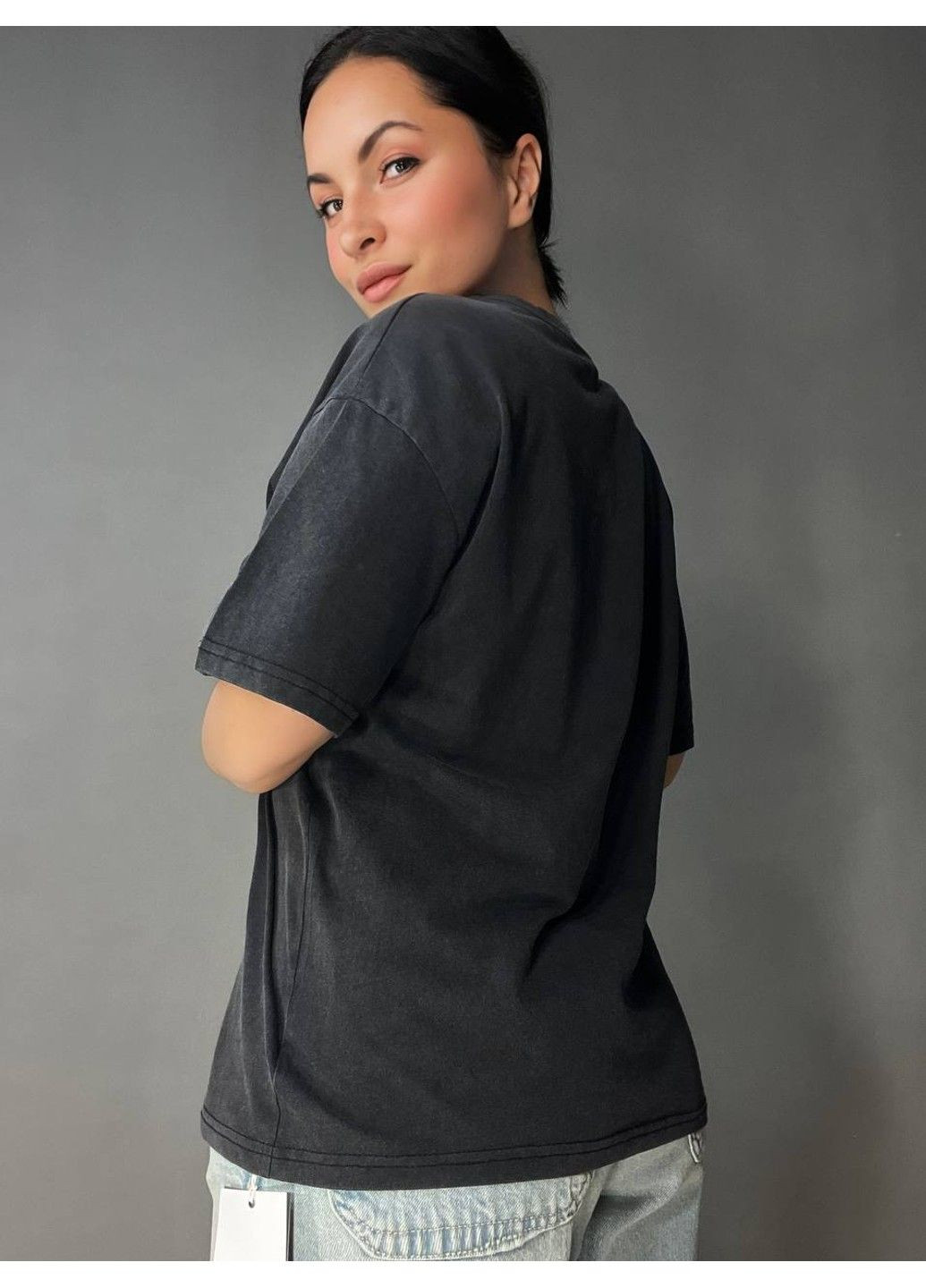 Футболка женская A-N 27039 вареная тай-дай оверсайз хлопок с надписью No Brand - (333559263)