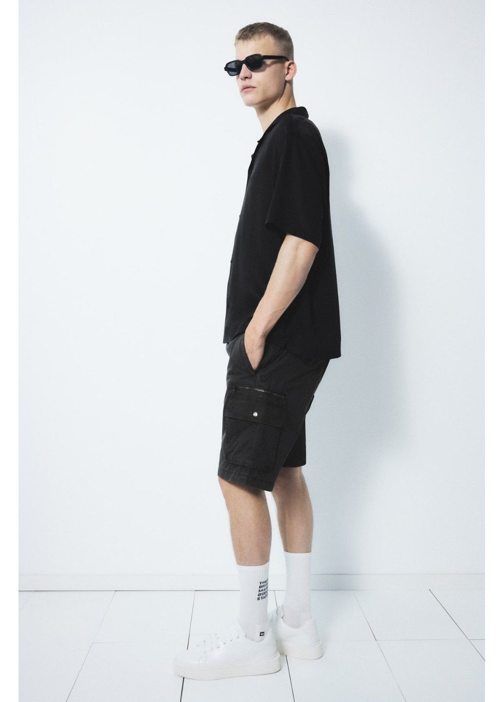 Мужские шорты карго Slim fit (58344) M Темно-серые H&M (330262366)