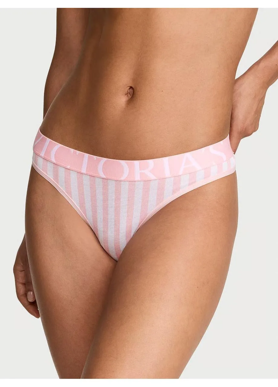 Трусики-стринги женские хлопковые с логотипом Exploded Logo Cotton Thong розовые M Victoria's Secret (401238112)