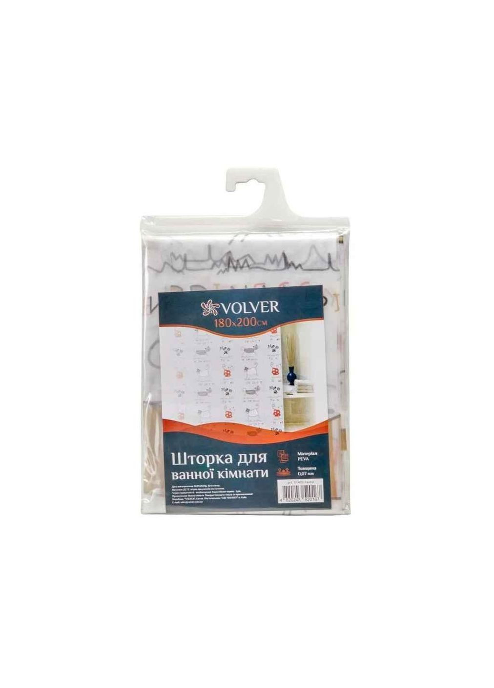 Штора для ванної 180*200см Pastel (комплект) ПЕВА арт.51403 ТМ Volver (355947417)