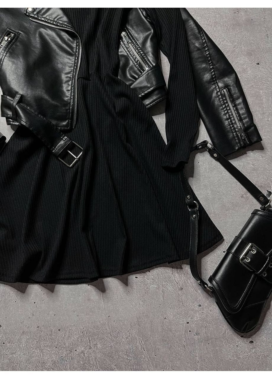 Черное повседневный, вечернее, деловое, кэжуал женское платье клеш FINO Mode однотонное