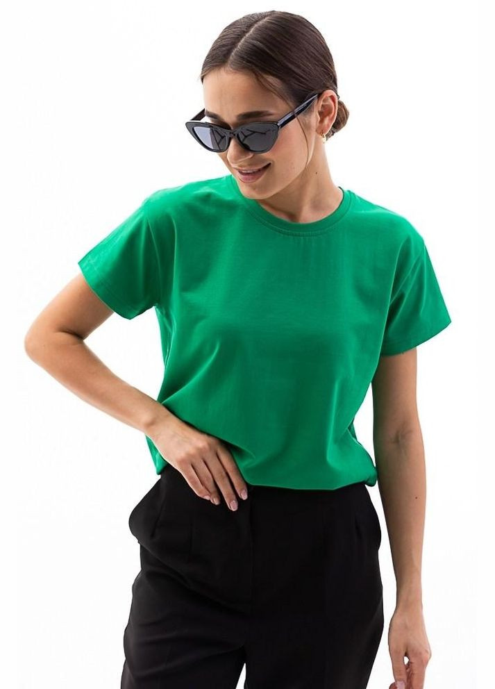 Комбінована всесезон футболка жіноча базова зелена mkar32741-5 Modna KAZKA