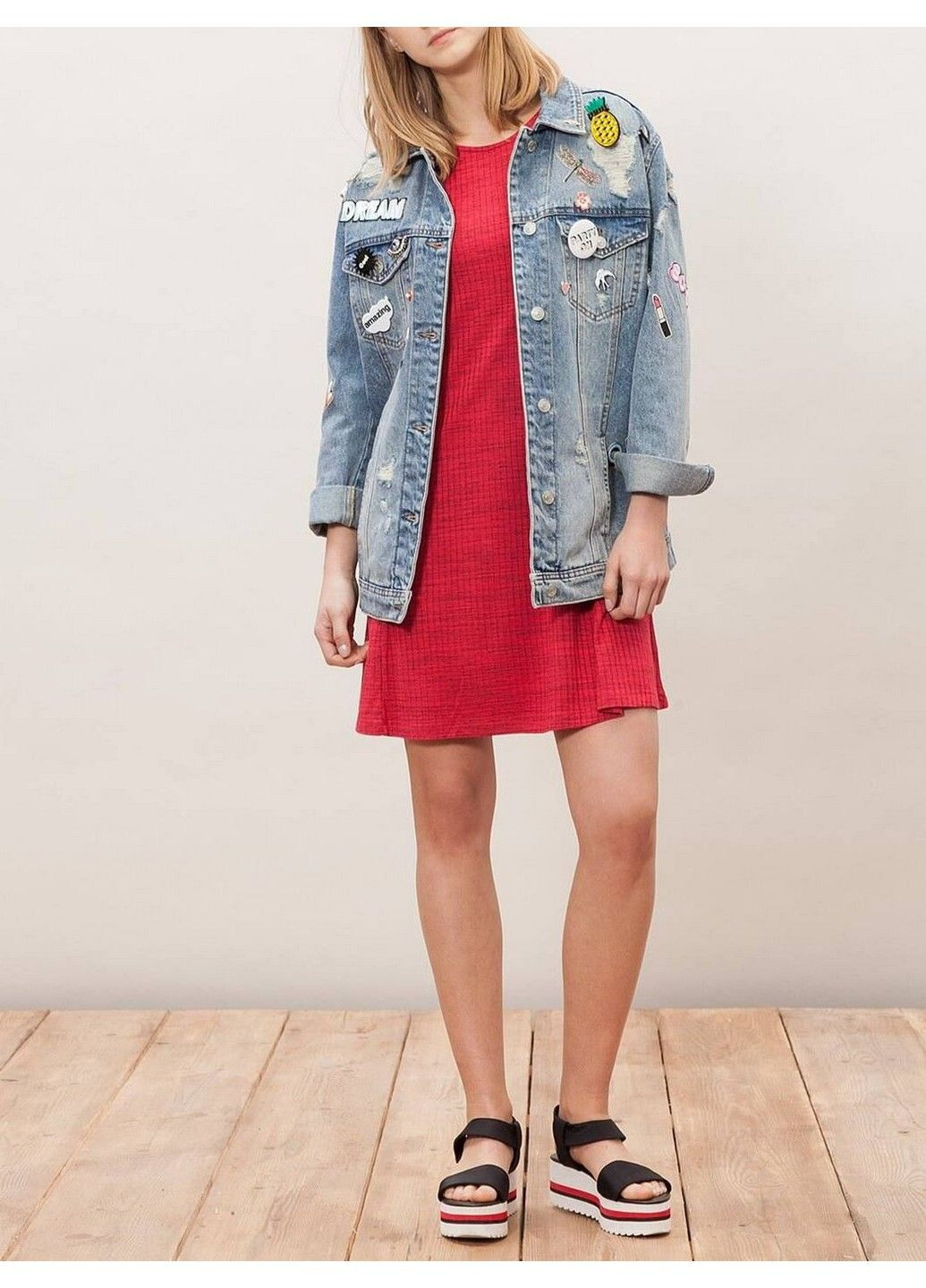 Красное кэжуал платье Stradivarius меланжевое