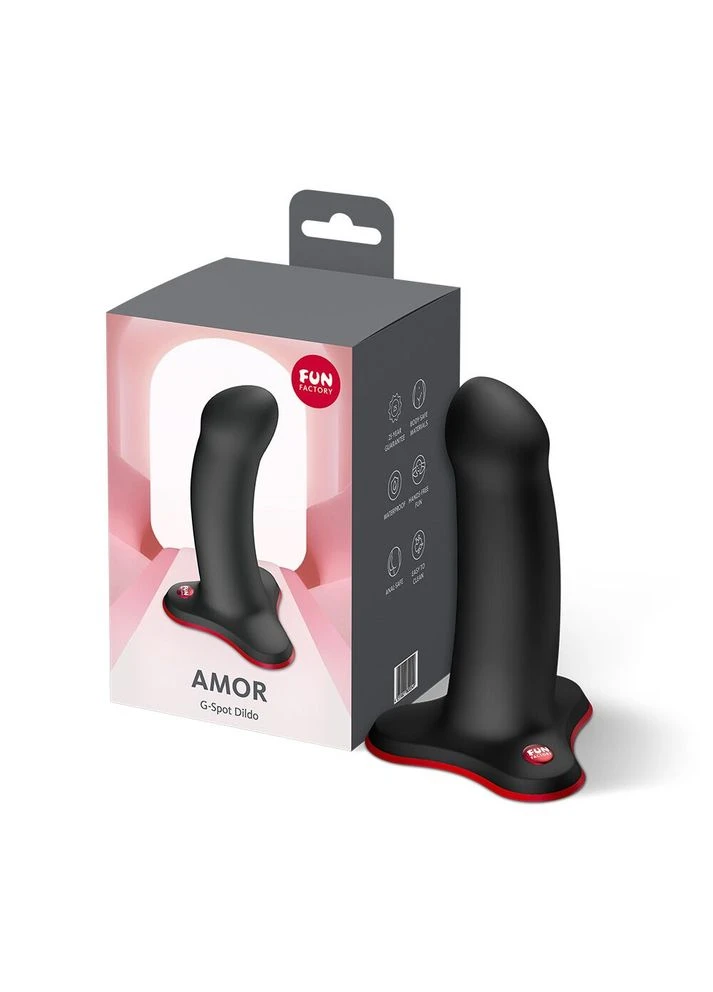 Фалоімітатор AMOR Black, довжина 14,6 см, діаметр 3,7 см, вигнутий Fun Factory (386868257)