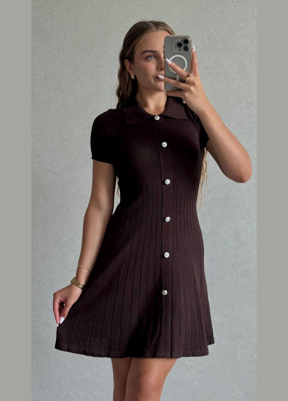 Коричнева повсякденний, кежуал жіноча сукня силуетна Style Point однотонна