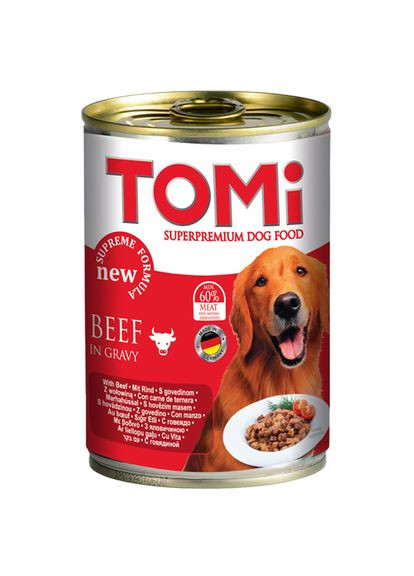 Супер премиум корм консервы для собак Beef ГОВЯДИНА 0.4 кг (4003024001585) TOMI (279570476)